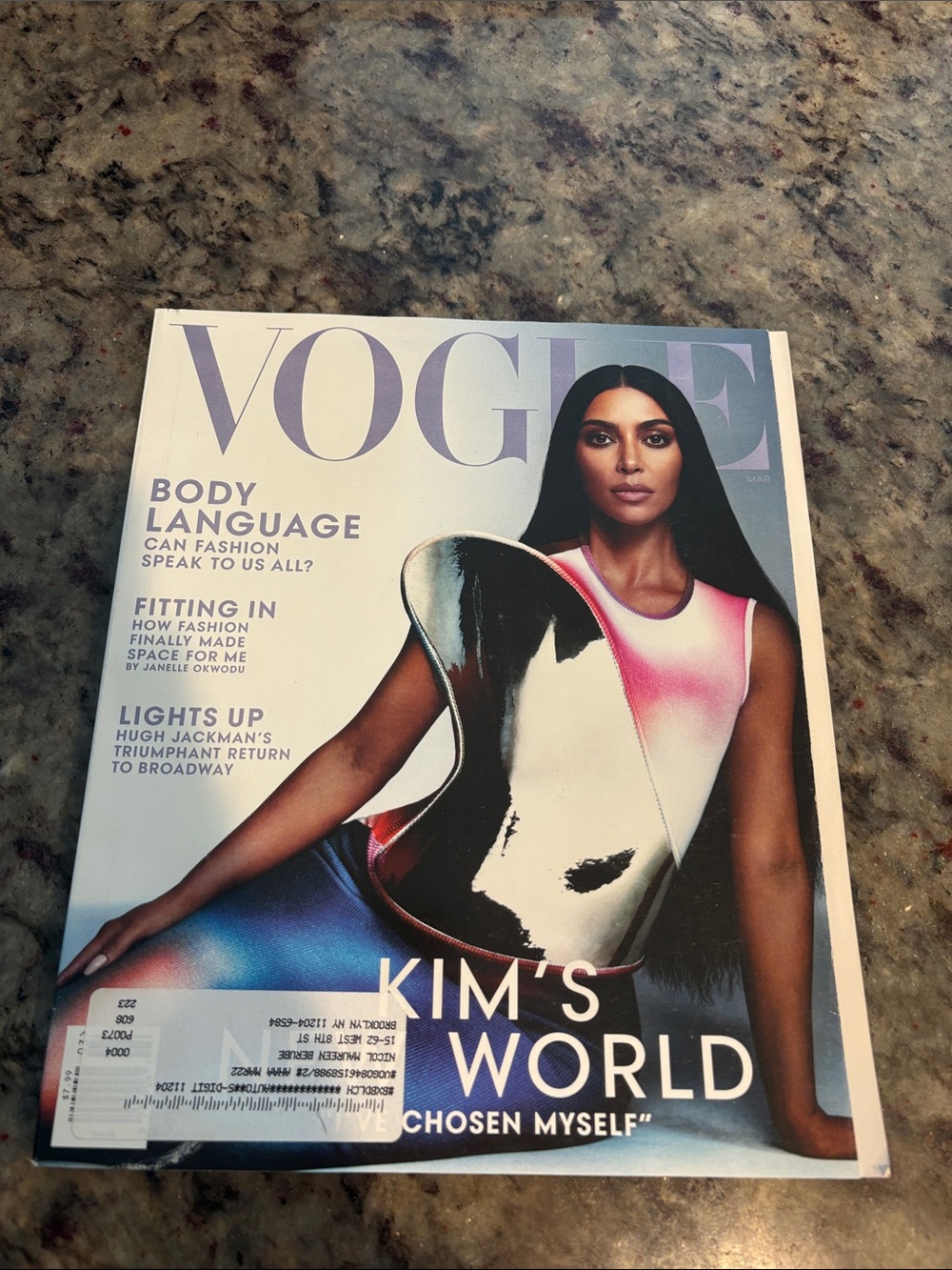 Vogue Magazine Cover with Kim Kardashian - Cream, Pink, Black, Blue
